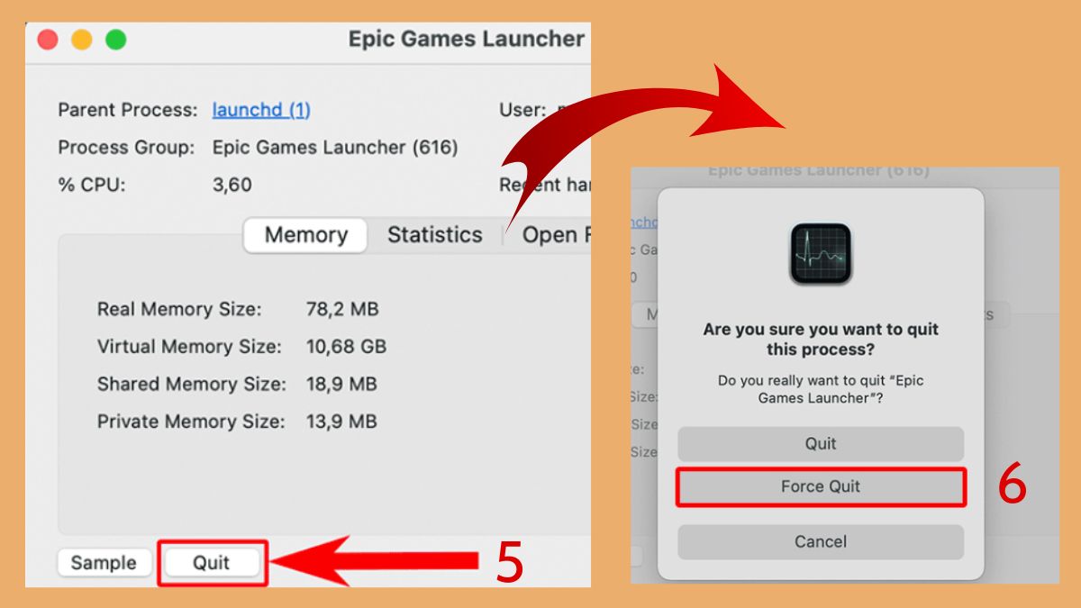 Không thể Force Quit ứng dụng