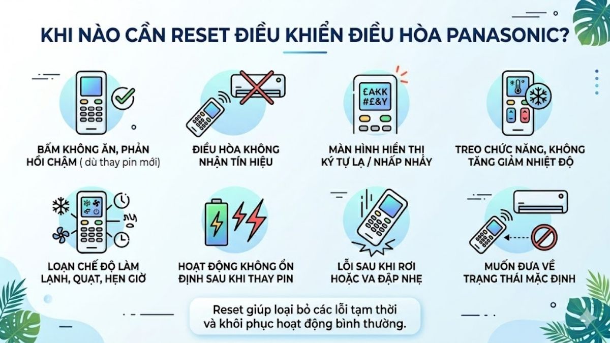 Thời điểm cần reset điều khiển điều hòa Panasonic