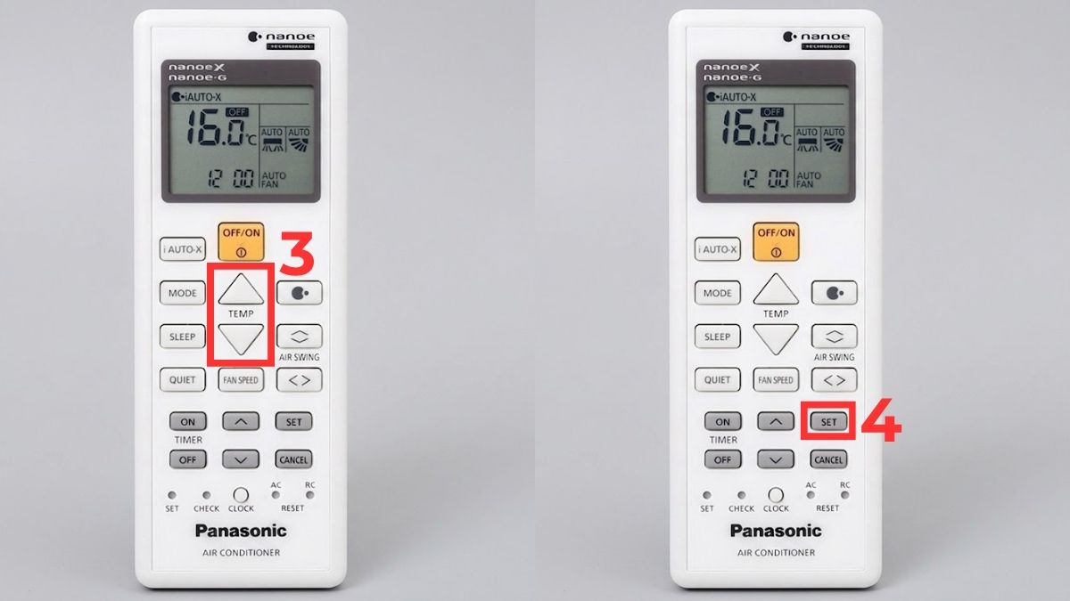 Cài đặt nhiệt độ, hẹn giờ cho điều hòa Panasonic