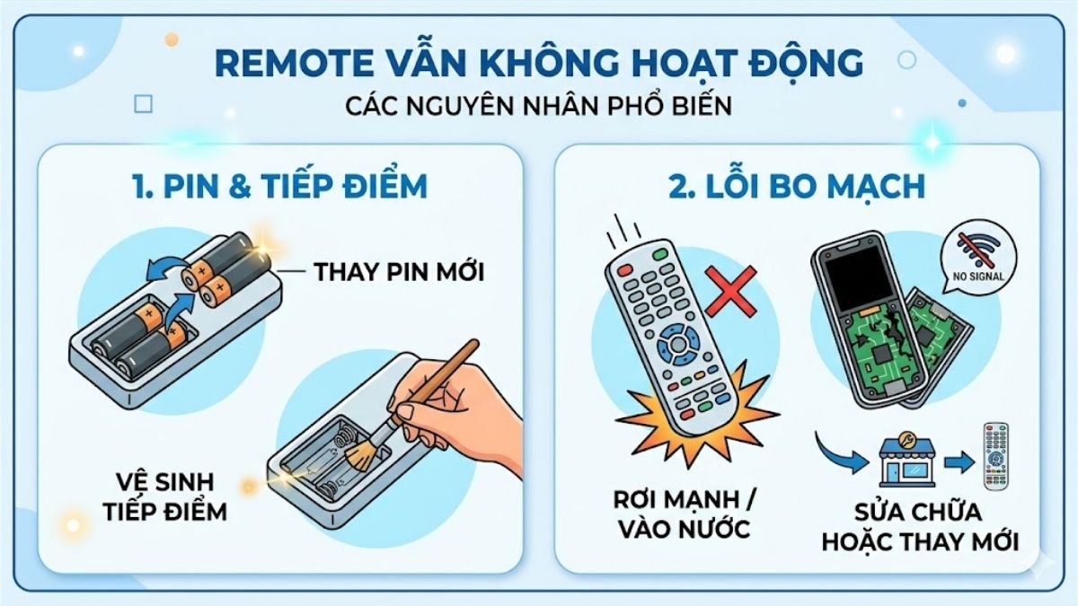Remote điều hòa Panasonic vẫn không hoạt động sau khi reset