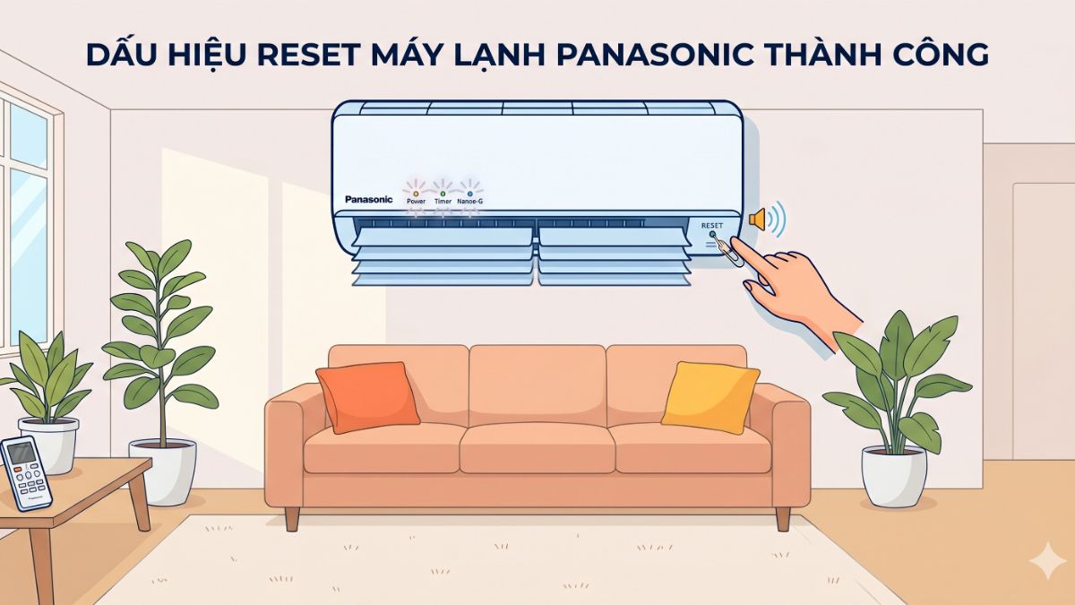 Dấu hiệu nhận biết reset máy lạnh Panasonic thành công