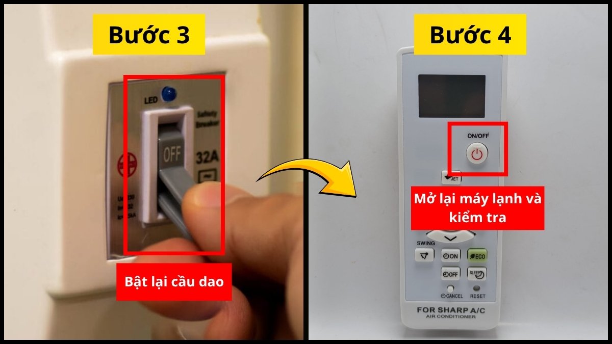Ngắt nguồn điện kết nối trực tiếp để reset điều hòa Sharp