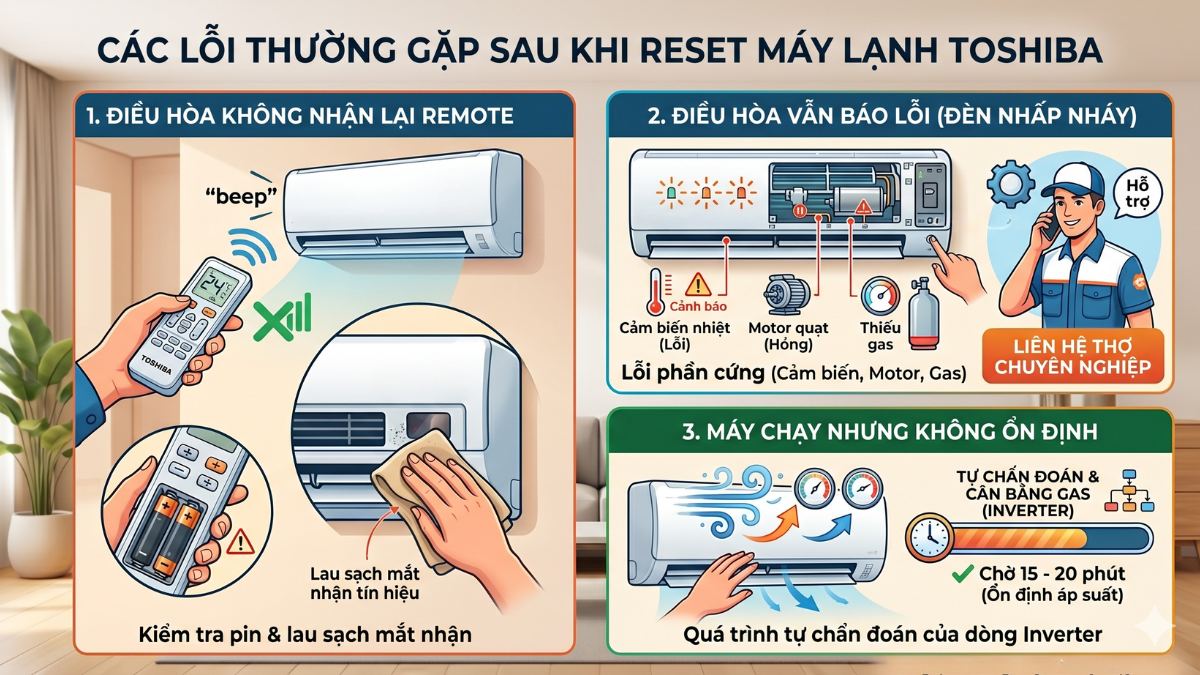 Lỗi Điều hòa vẫn báo lỗi sau khi reset