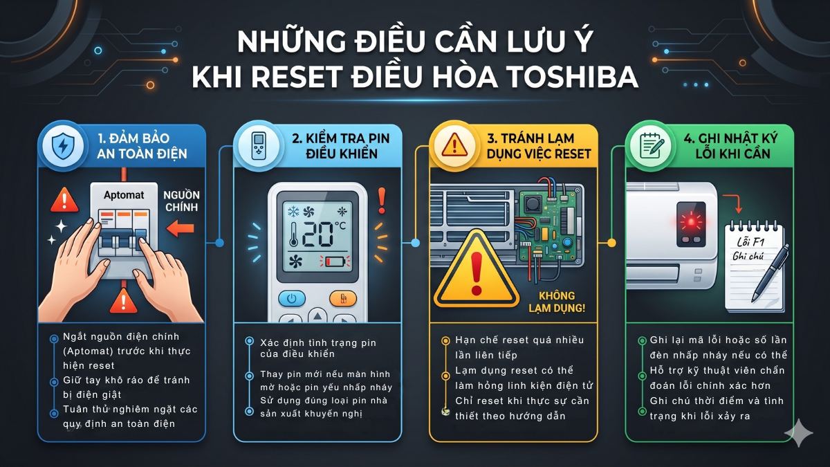 Những điều cần lưu ý khi reset điều hòa Toshiba