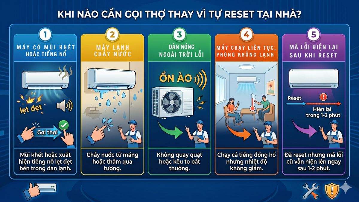 Khi nào cần gọi thợ thay vì tự reset tại nhà?