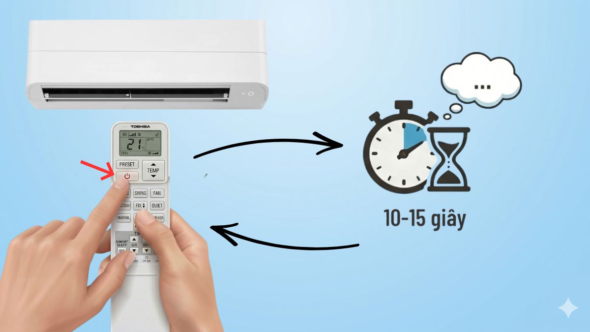 Reset máy lạnh Toshiba trực tiếp bằng điều khiển (remote)