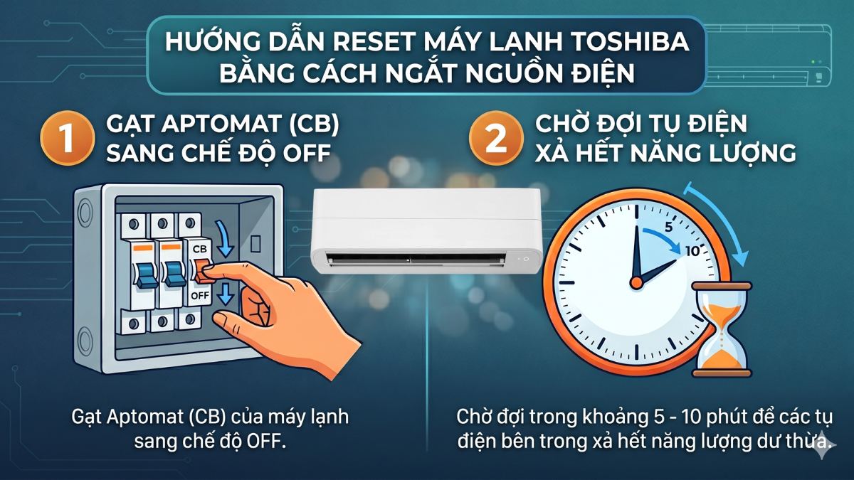 Reset máy lạnh Toshiba bằng cách ngắt nguồn điện