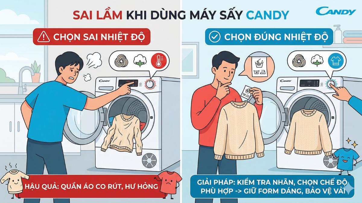 Chọn sai nhiệt độ cho các loại vải là sai lầm đa số người dùng gặp phải