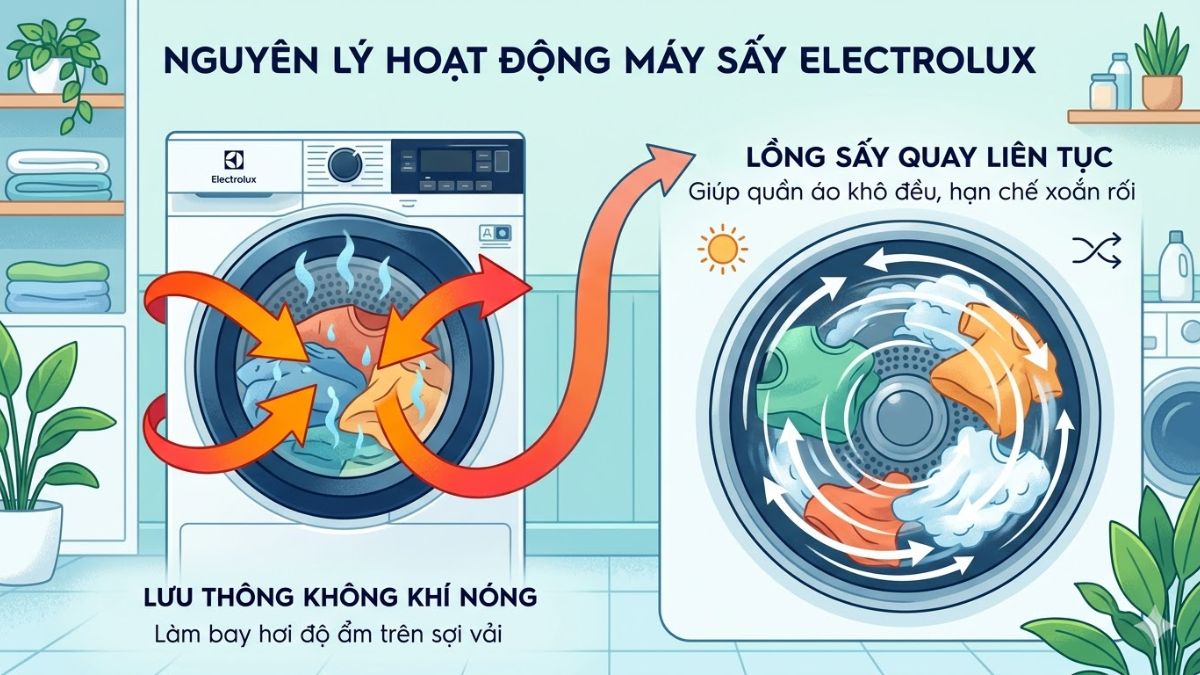 Nguyên lý hoạt động của máy sấy Electrolux