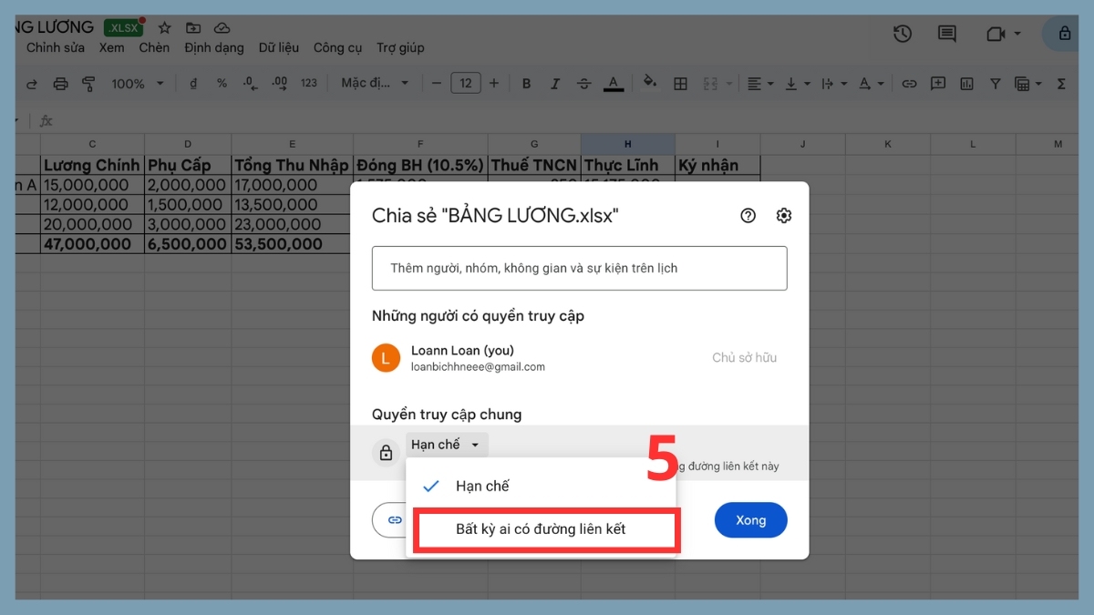 Chuyển đổi sang Google Sheet