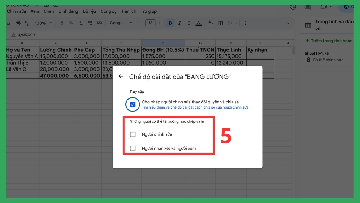 Cách bảo mật file Excel khi chia sẻ trên Google Drive