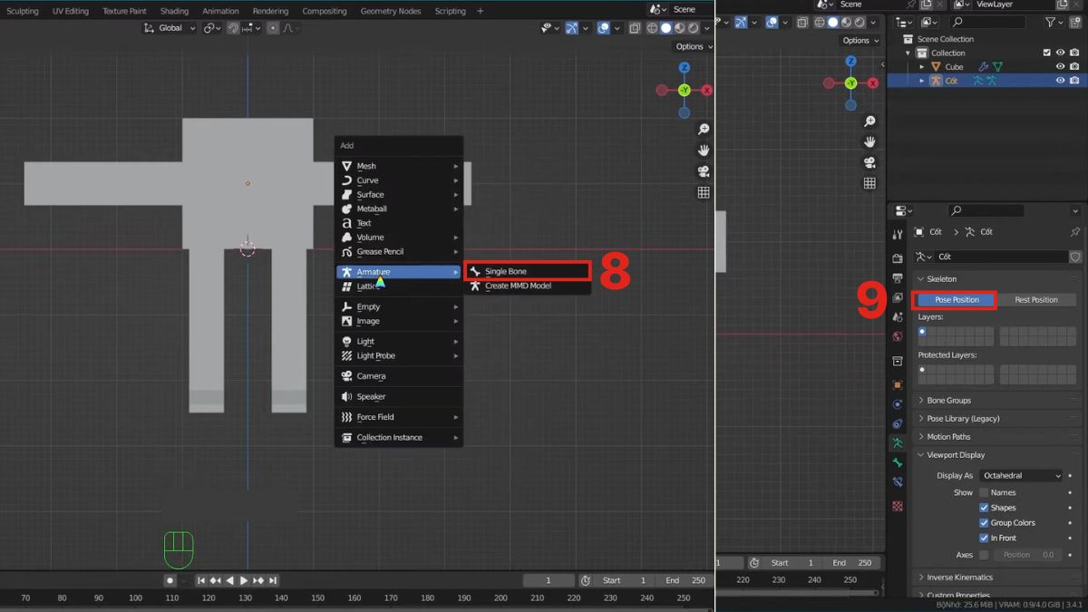 Giai đoạn 4: Rigging (Gắn xương)
