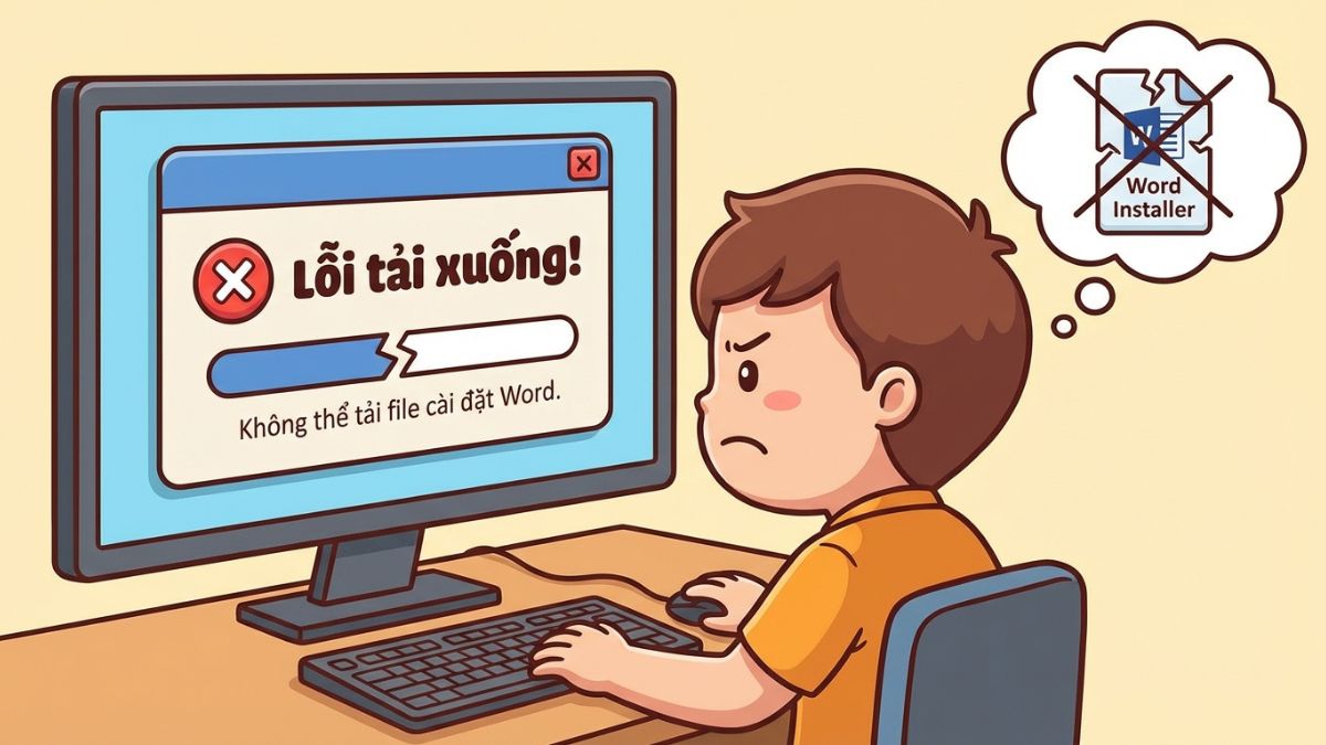 Lỗi không thể tải file cài đặt Word về máy