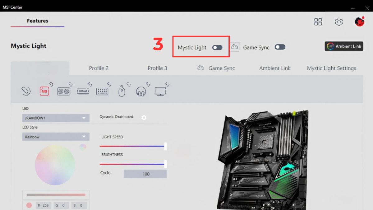 Tắt đèn bàn phím MSI bằng MSI Center