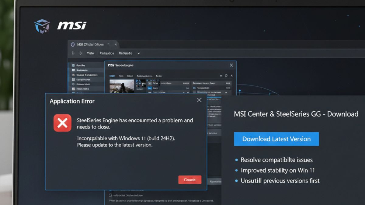 Lỗi phần mềm SteelSeries Engine hoặc MSI Center