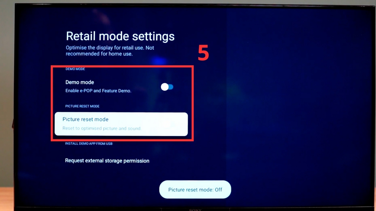 Thoát chế độ Demo cho Android TV/Google TV của Sony