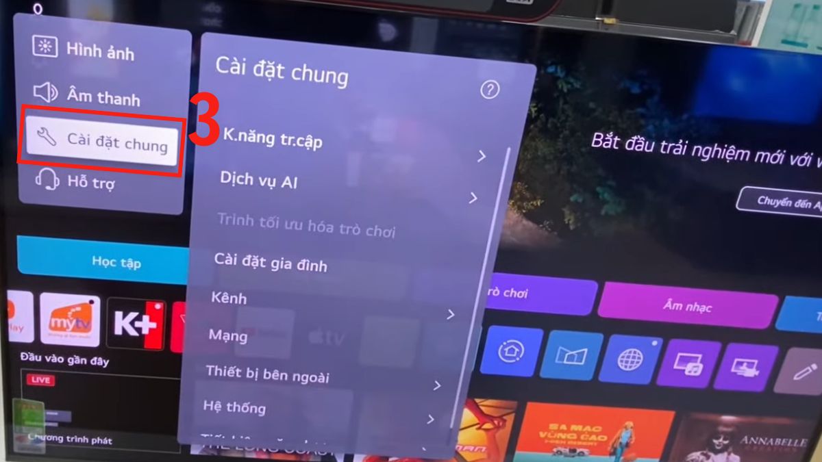 Cách tắt giọng nói trên tivi LG qua menu cài đặt