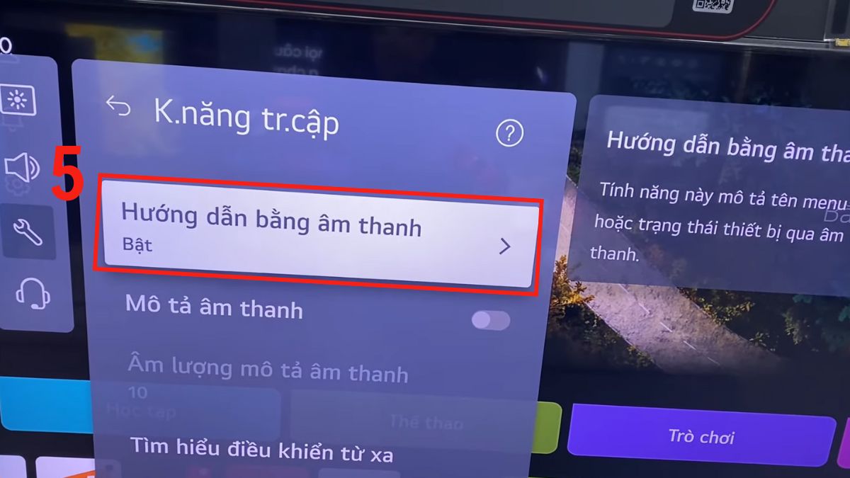 Cách tắt giọng nói trên tivi LG qua menu cài đặt