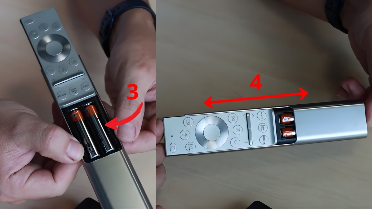 Cách thay pin điều khiển tivi Samsung thông minh từ xa loại khay pin rút