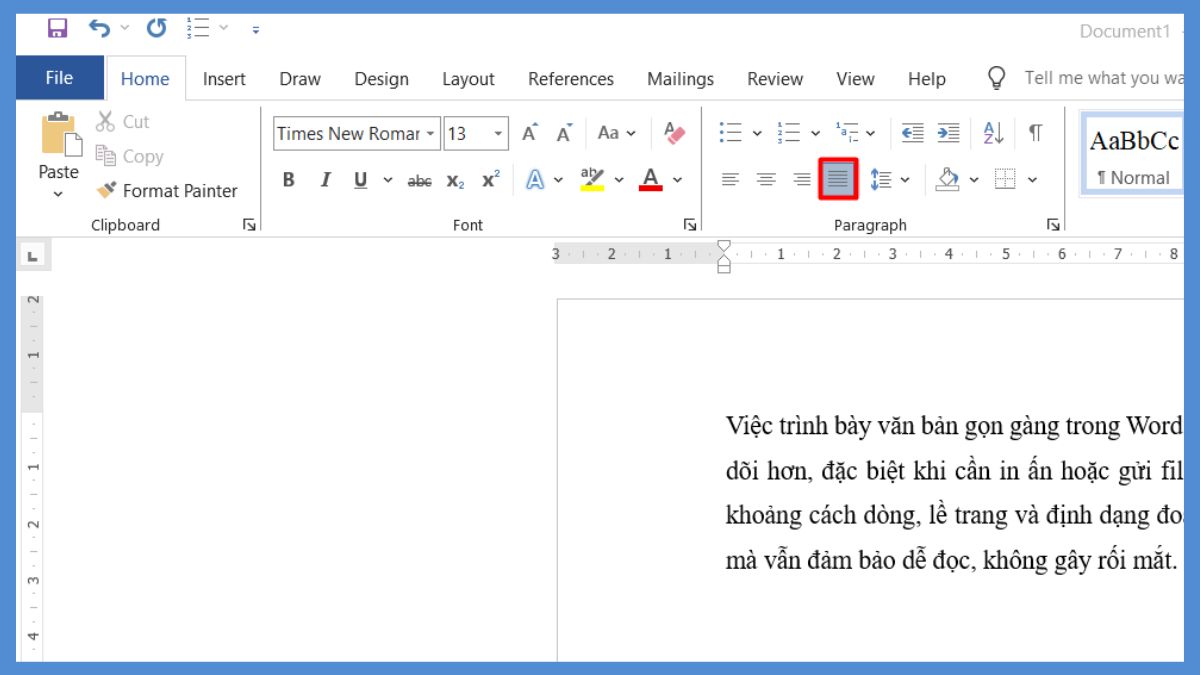 Bố cục văn bản bị lệch, không đều