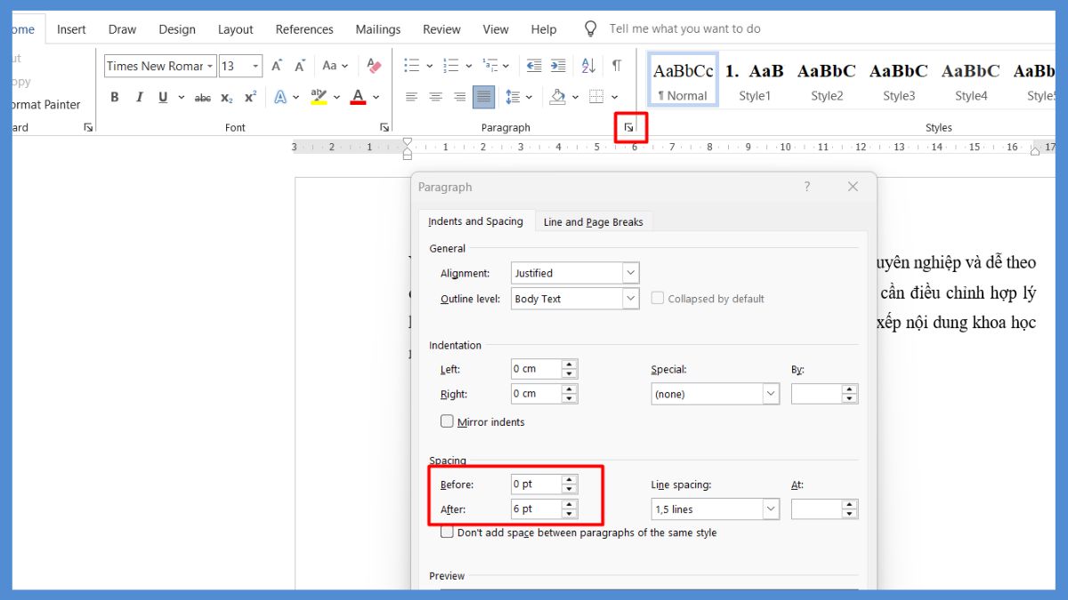Không dồn được trang dù đã chỉnh khoảng cách