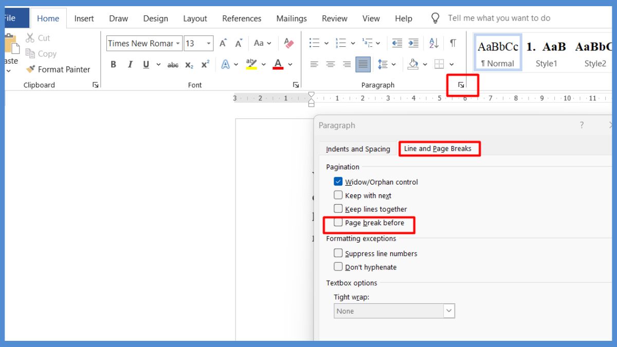Lỗi nhảy trang thường xảy ra khi trong văn bản tồn tại ngắt trang