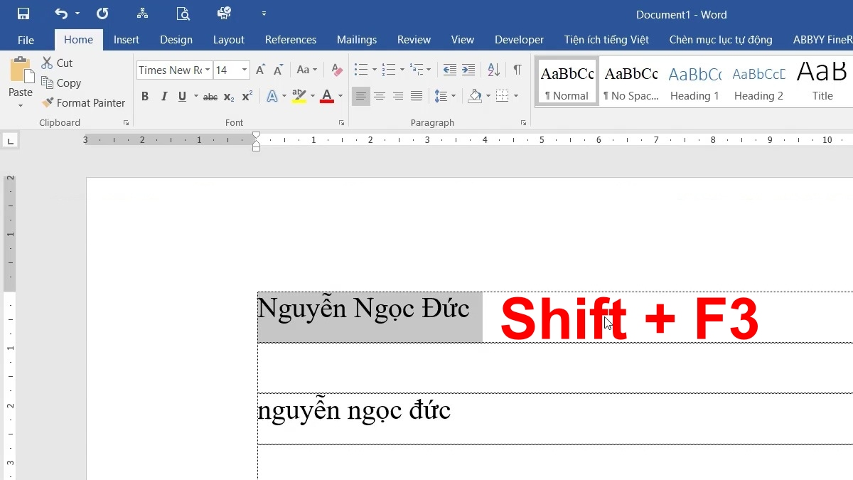 Sử dụng phím tắt để viết hóa chữ cái đầu trong Word