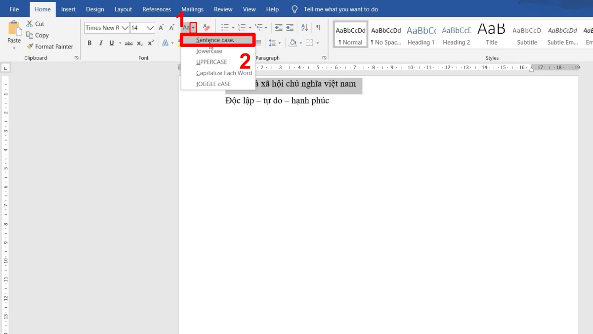 Sử dụng chức năng "Change Case" bước 3