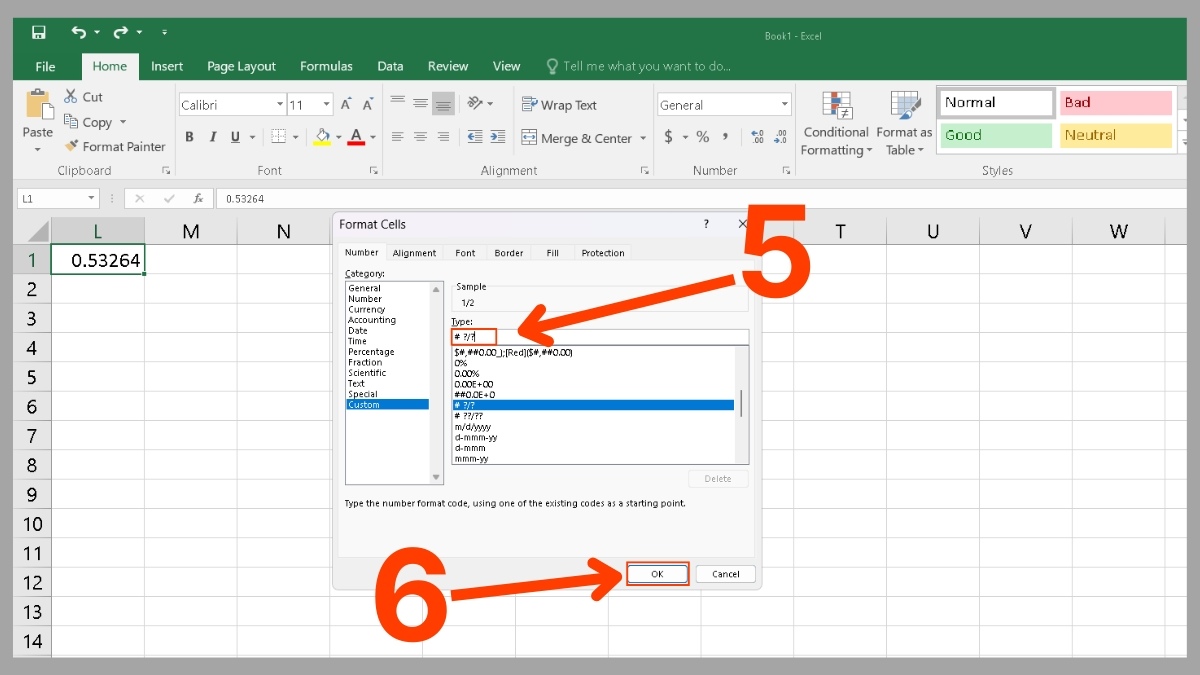 Sử dụng Custom Format để hiển thị phân số đặc biệt