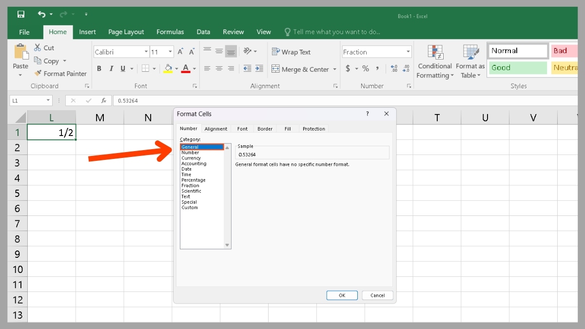 Một số lưu ý khi hiển thị phân số trong Excel