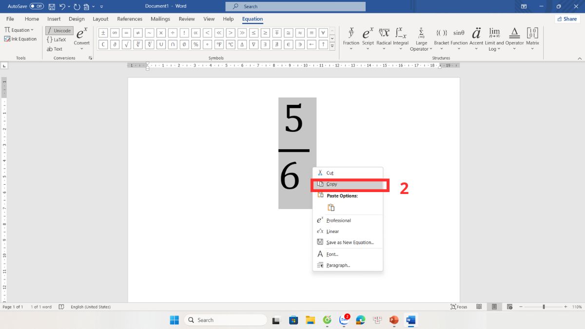 Chèn phân số bằng Insert Symbol hoặc Copy từ Word