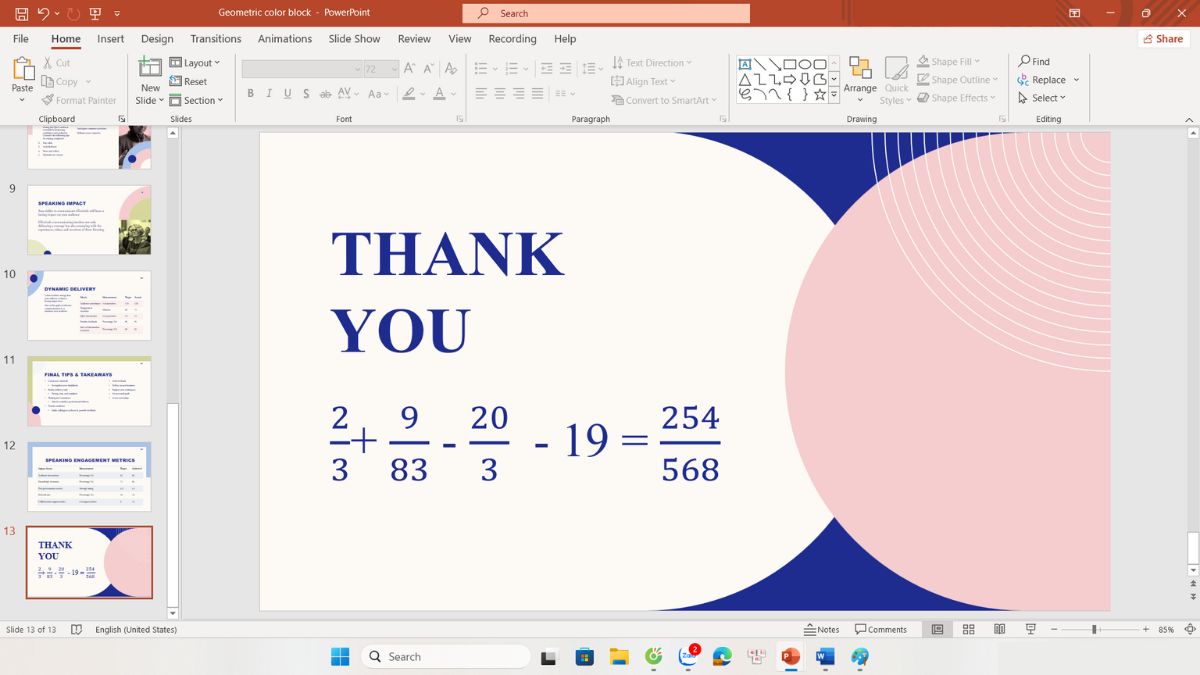 Duy trì cùng một font chữ phân số rất quan trọng
