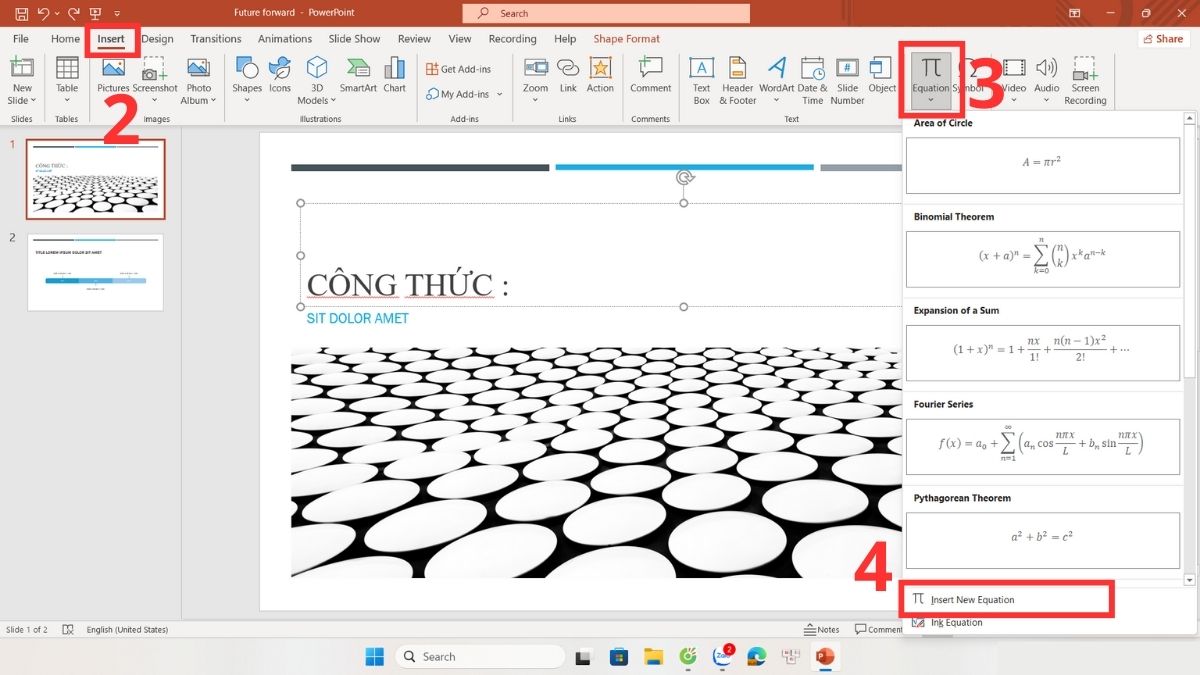 Viết phân số bằng Equation trong PowerPoint