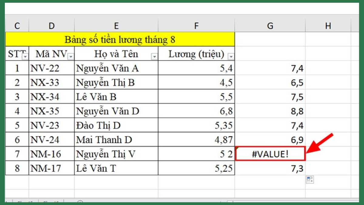 Cần xóa bảng khi bị lỗi định dạng