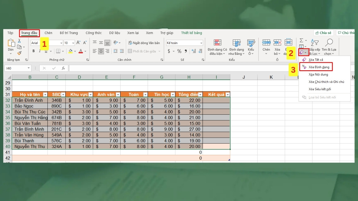 Bảng bị lỗi định dạng sau khi xóa