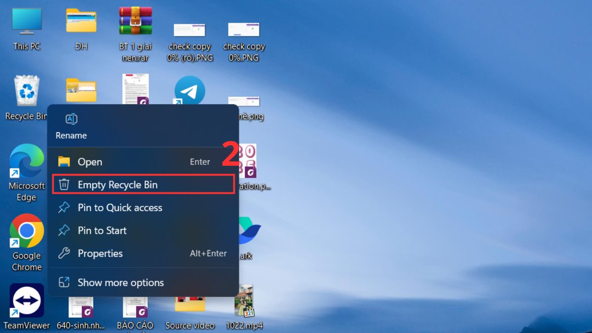 Xóa sạch thùng rác để xóa file vĩnh viễn trên máy tính