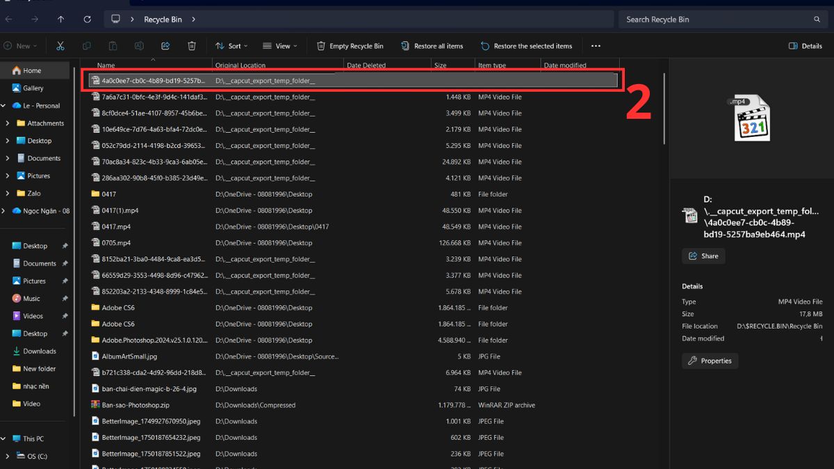 Cách lấy lại file đã xóa trên máy tính
