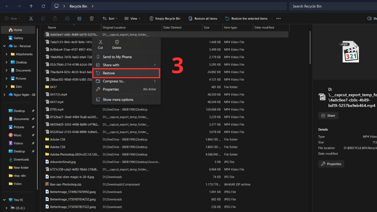 Cách lấy lại file đã xóa trên máy tính