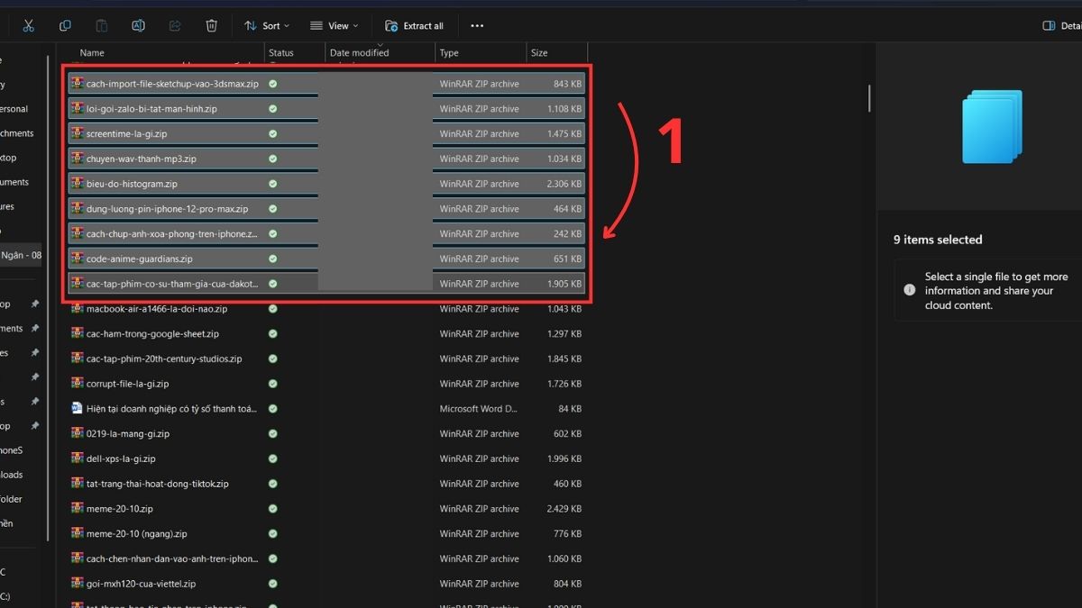 Xóa hàng loạt nhiều file cùng lúc