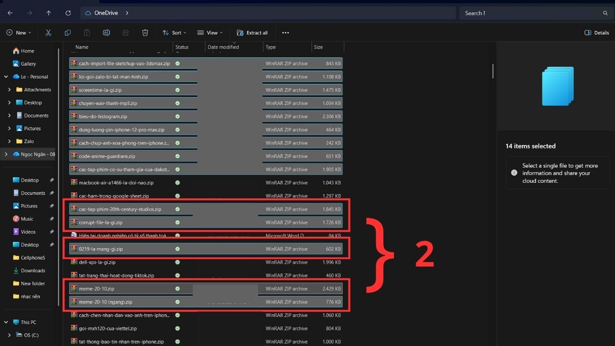 Xóa hàng loạt nhiều file cùng lúc