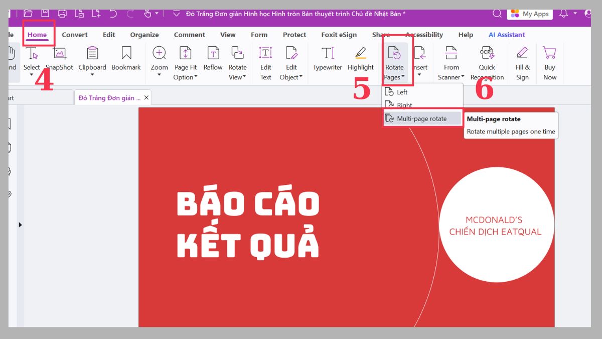 Xoay tạm thời 1 trang PDF
