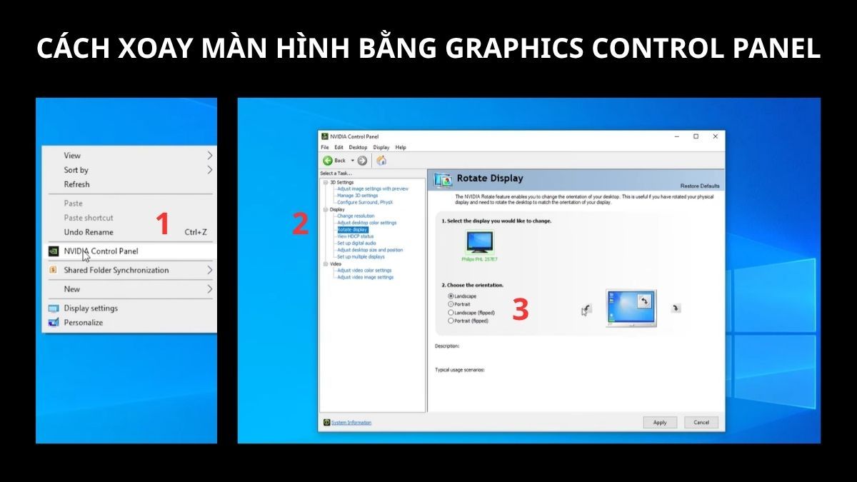 Cách xoay màn hình máy tính bằng Graphics Control Panel trên NVIDIA Control Panel