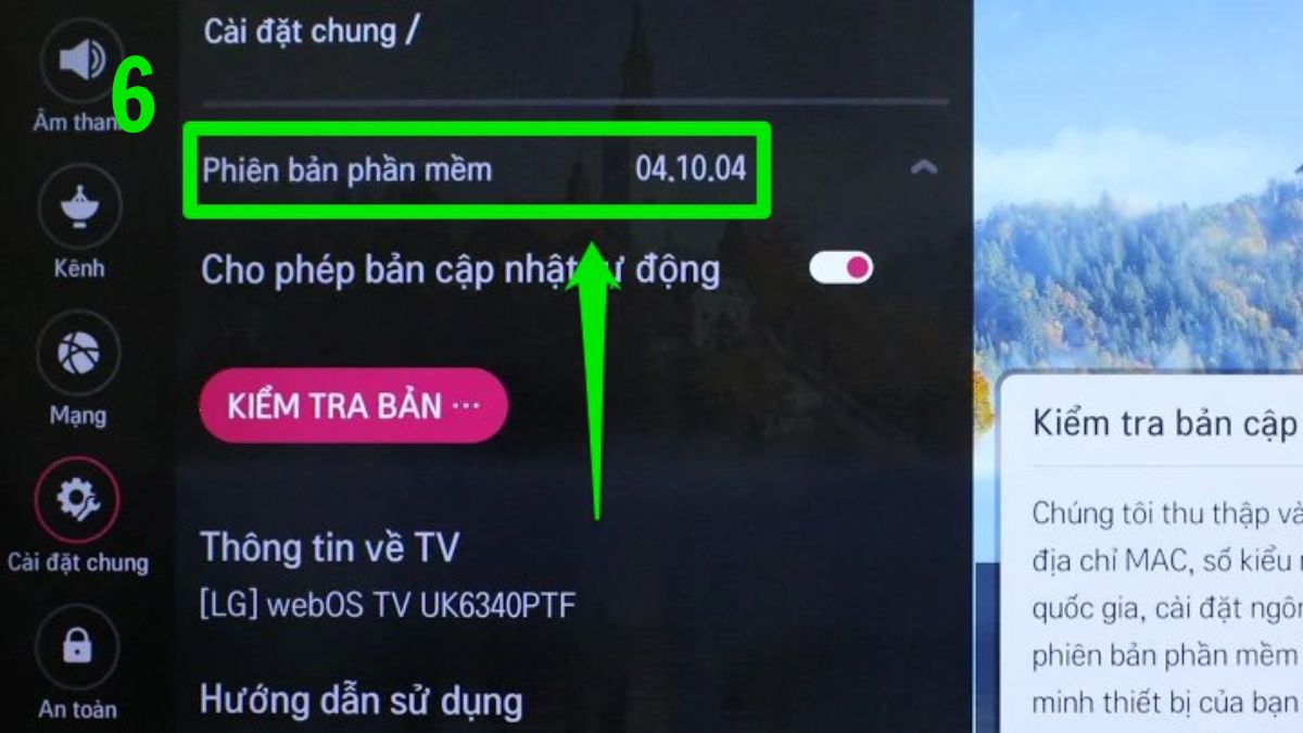 Cách kiểm tra phiên bản phần mềm tivi LG