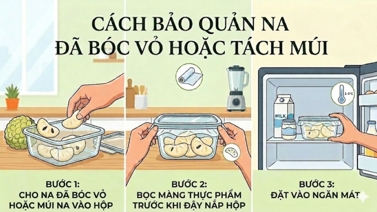 Cách bảo quản na đã bóc vỏ hoặc đã tách múi