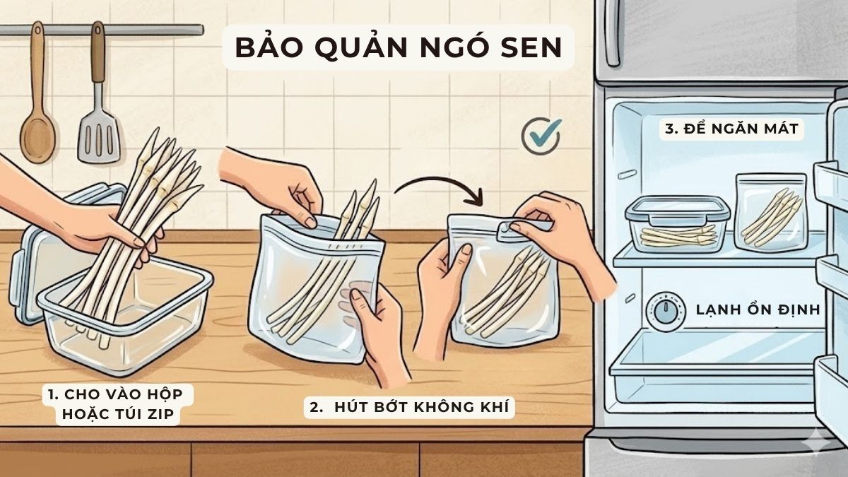 Cách bảo quản ngó sen trong hộp kín hoặc túi zip