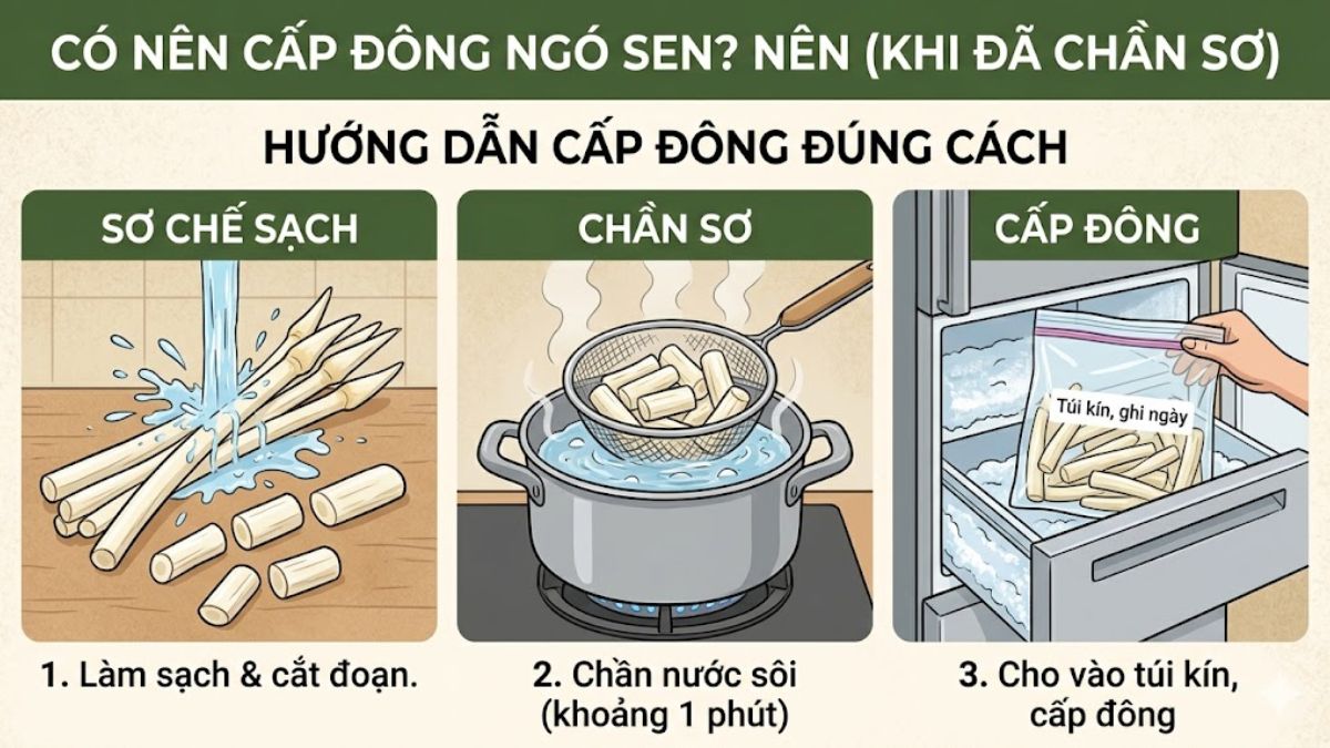 Có nên cấp đông ngó sen không?