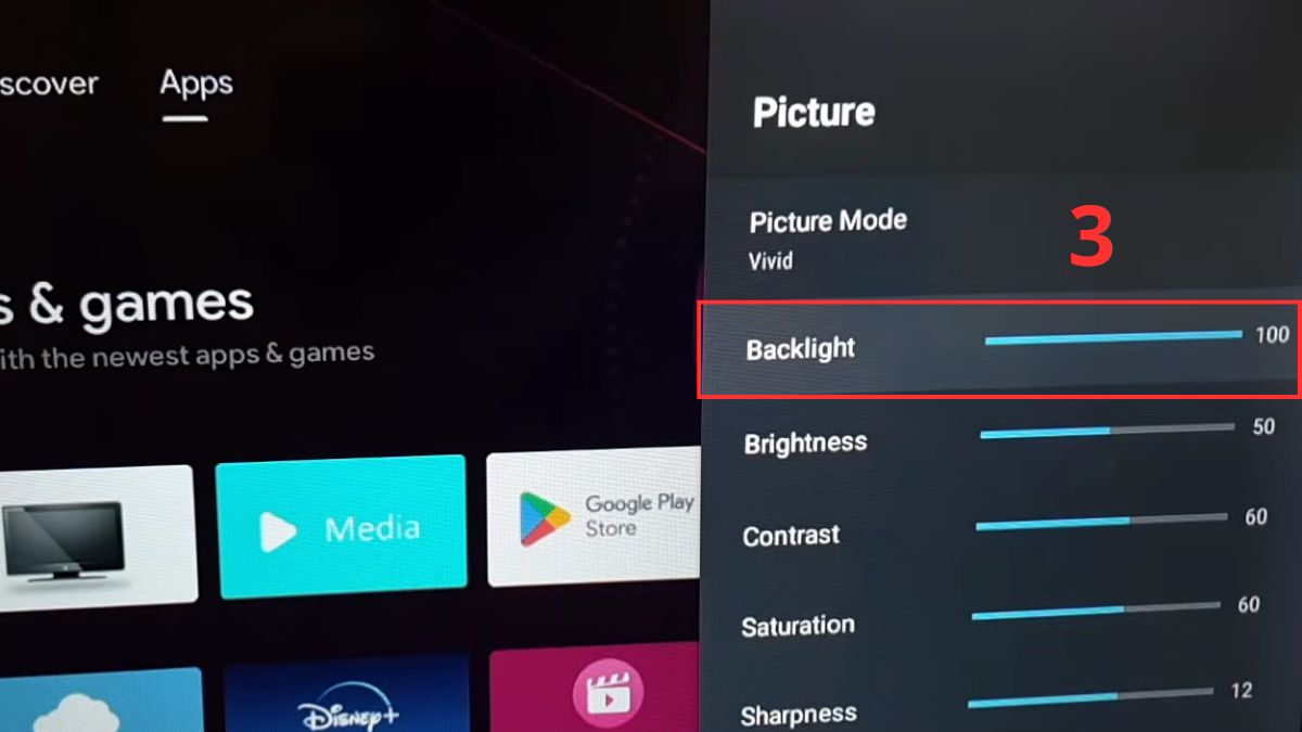 Chỉnh màu trên tivi TCL bằng cách chỉnh đèn nền (Blacklight)
