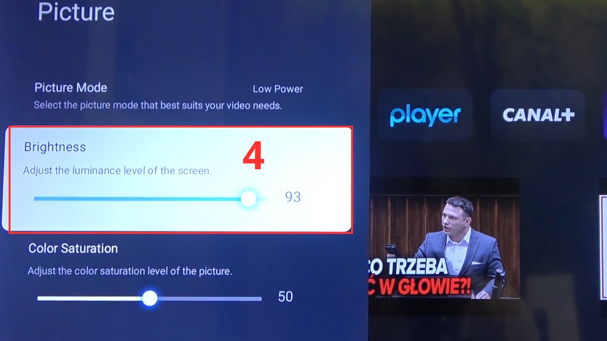 Chỉnh màu trên tivi TCL bằng cách chỉnh độ sáng trên TV