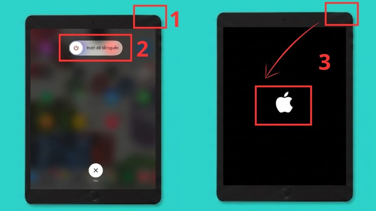 Cách khởi động lại iPad có nút Home