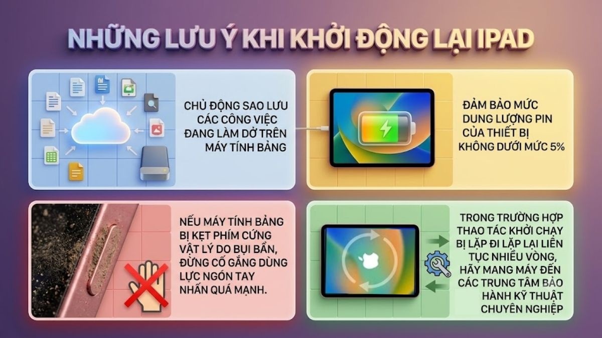 Những lưu ý khi khởi động lại iPad